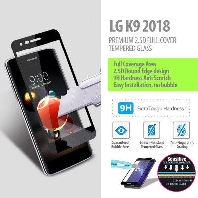 ^ LG K9 / K8 2018 - Premium 2.5D Full Cover Tempered Glass