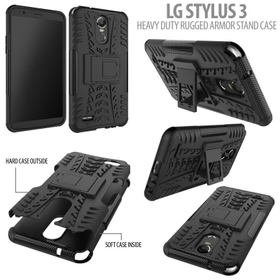 ^ LG Stylus 3 - Heavy Duty Rugged Armor Stand Case }