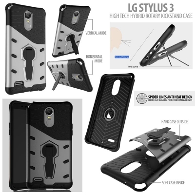 ^ LG Stylus 3 - High Tech Hybrid Rotary Kickstand Case }