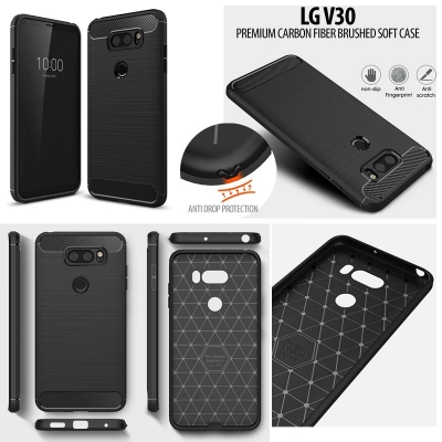 ^ LG V30 - PREMIUM Carbon Fiber Brushed Soft Case }
