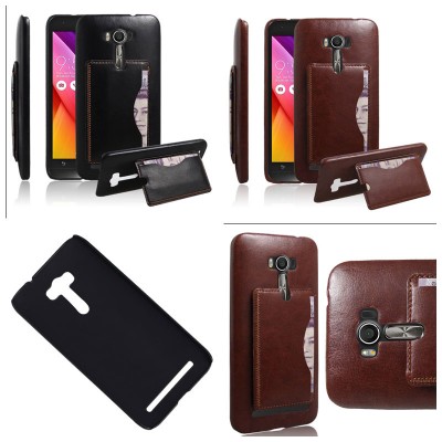 * Asus Zenfone 2 Laser 5.0 ZE500KL - Leather Textured Standing Hard Case with Card Slot