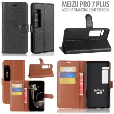 * Meizu Pro 7 Plus - Agenda Standing Leather Book }