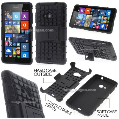 ^ Microsoft Lumia 535 - Heavy Duty Rugged Armor Stand Case }