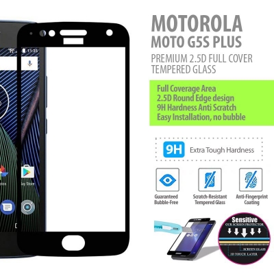 ^ Motorola Moto G5s Plus - PREMIUM 2.5D Full Cover Tempered Glass