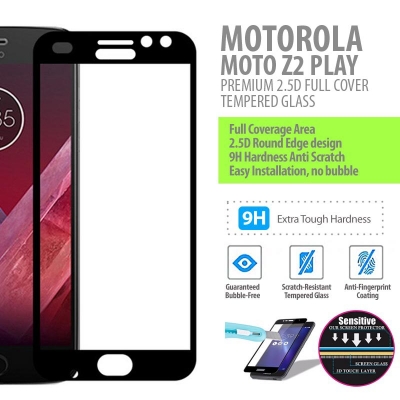 ^ Motorola Moto Z2 Play - PREMIUM 2.5D Full Cover Tempered Glass