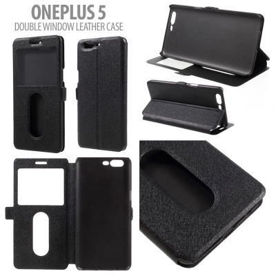 * Oneplus 5 - Double Window Sparkle Leather Case }