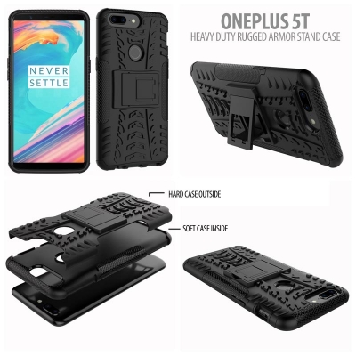 ^ Oneplus 5T - Heavy Duty Rugged Armor Stand Case }