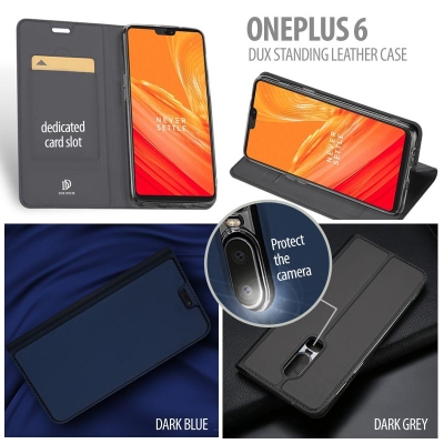 Oneplus 6 - Dux Skin Protector Series Standing Leather Case