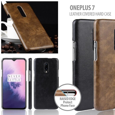 ^ Oneplus 7 - Leather Covered Hard Case