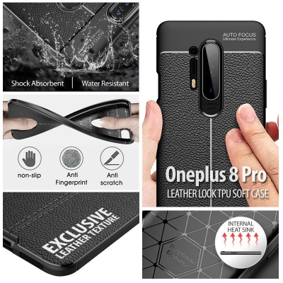 Oneplus 8 Pro - Leather Look TPU Soft Case