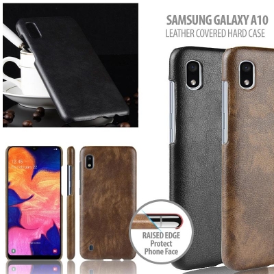 ^ Samsung Galaxy A10 - Leather Covered Hard Case