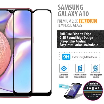 ^ Samsung Galaxy A10 - PREMIUM 2.5D Full Glue Tempered Glass