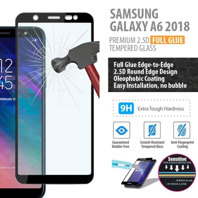 ^ Samsung Galaxy A6 2018 - PREMIUM 2.5D Full Glue Tempered Glass