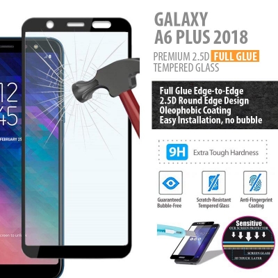 ^ Samsung Galaxy A6 Plus 2018 - PREMIUM 2.5D Full Glue Tempered Glass