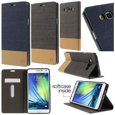* Samsung Galaxy A7 - Canvas Pocket Leather Case