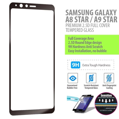 ^ Samsung Galaxy A8 Star - A9 Star - PREMIUM 2.5D Full Cover Tempered Glass