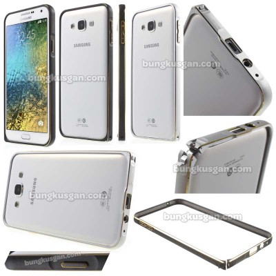 * Samsung Galaxy E7 - Gold Lining Metal Bumper Case