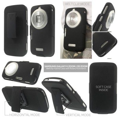 * Samsung Galaxy K Zoom S5 Zoom C111 C115 - Beltclip Hard Case with Rotary Kickstand }