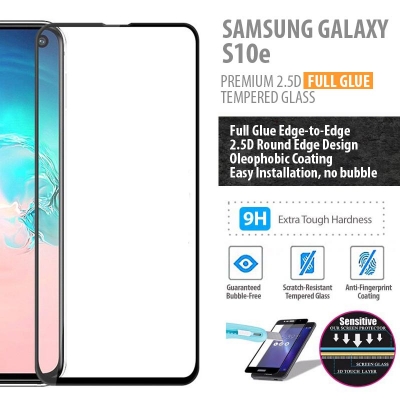 ^ Samsung Galaxy S10e - PREMIUM 2.5D Full Glue Tempered Glass