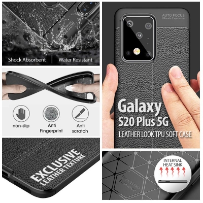Samsung Galaxy S20 Plus 5G - Leather Look TPU Soft Case