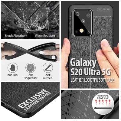 Samsung Galaxy S20 Ultra 5G - Leather Look TPU Soft Case