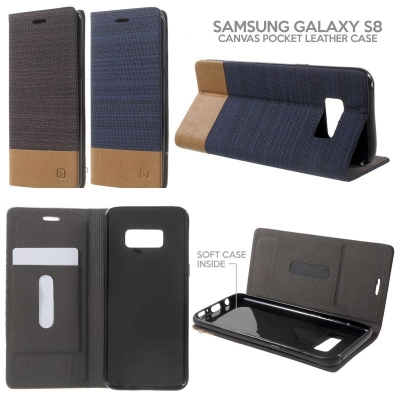 * Samsung Galaxy S8 - Canvas Pocket Leather Case }