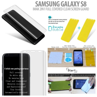 ^ Samsung Galaxy S8 - Imak 2in1 Full Covered Clear Screen Guard }