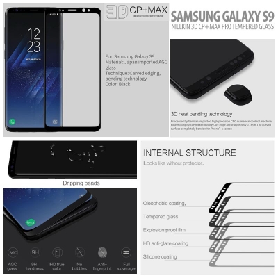 ^ Samsung Galaxy S9 - Nillkin 3D CP Plus Max Pro Tempered Glass }
