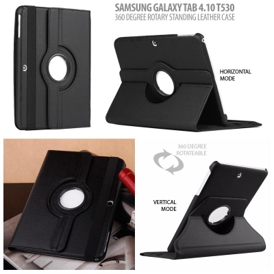 Samsung Galaxy Tab 4 10.0 T530 - 360 Degree Rotary Leather Case }