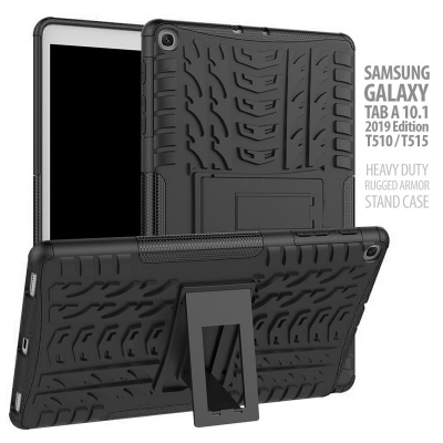 ^NR Samsung Galaxy Tab A 10.1 2019 T510 T515 - Heavy Duty Rugged Armor Stand Case