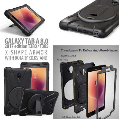 ^ Samsung Galaxy Tab A 8.0 2017 T380 - X-Shape Armor With Rotary Kickstand