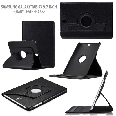 ^ Samsung Galaxy Tab S3 9.7 Inch T820 T825 - 360 Degree Rotary Leather Case }