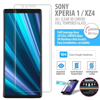 Sony Xperia 1 - XZ4 - ALL CLEAR 3D Curved Full Tempered Glass