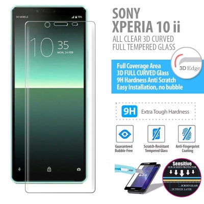 Sony Xperia 10 ii - ALL CLEAR 3D Curved Full Tempered Glass
