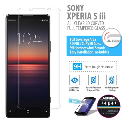 Sony Xperia 5 iii - ALL CLEAR 3D Curved Full Tempered Glass