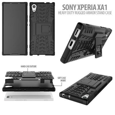 ^ Sony Xperia XA1 - Heavy Duty Rugged Armor Stand Case }