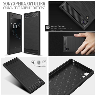^ Sony Xperia XA1 Ultra - PREMIUM Carbon Fiber Brushed Soft Case