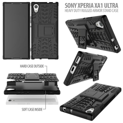 ^ Sony Xperia XA1 Ultra - Heavy Duty Rugged Armor Stand Case }