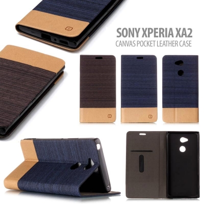 * Sony Xperia XA2 - Canvas Pocket Leather Case
