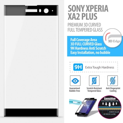 ^ Sony Xperia XA2 Plus - PREMIUM 3D Curved Full Tempered Glass