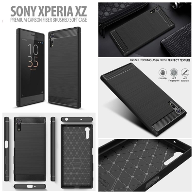 ^ Sony Xperia XZ Dual / Xperia XZ / XZs - PREMIUM Carbon Fiber Brushed Soft Case }