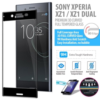 ^ Sony Xperia XZ1 Dual / Xperia XZ1 - Premium 3D Curved Full Tempered Glass