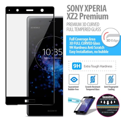^ Sony Xperia XZ2 Premium - PREMIUM 3D Curved Full Tempered Glass