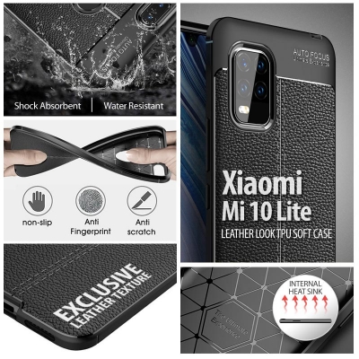 Xiaomi Mi 10 Lite - Leather Look TPU Soft Case