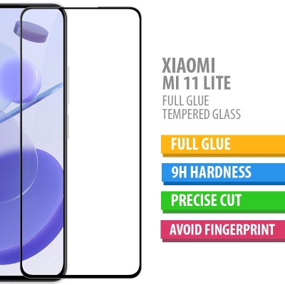 Xiaomi Mi 11 Lite - FULL GLUE 9H Tempered Glass