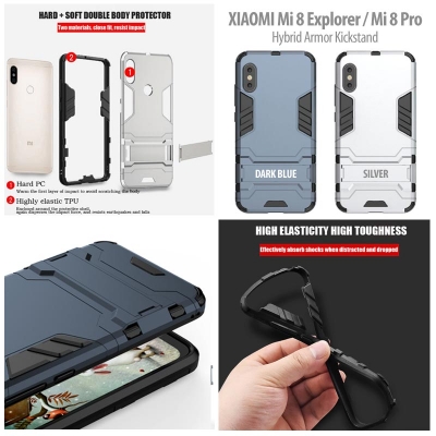 ^ Xiaomi Mi 8 Explorer / Mi8 Explorer / Mi 8 Pro / Mi8 Pro - Hybrid Armor Kickstand