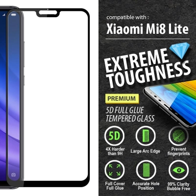 ^ Xiaomi Mi 8 Lite / Mi8 Lite - PREMIUM 5D Full Glue Tempered Glass
