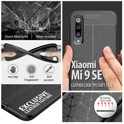 ^ Xiaomi Mi 9 SE / Mi9 SE - Leather Look TPU Soft Case