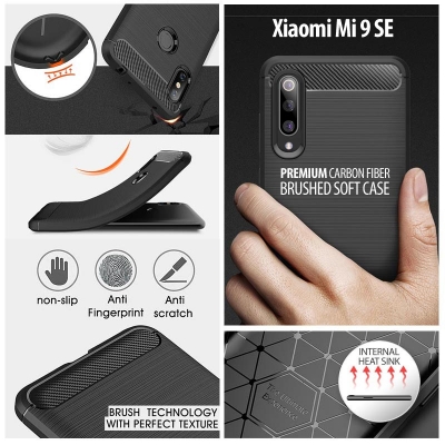 ^ Xiaomi Mi 9 SE / Mi9 SE - PREMIUM Carbon Fiber Brushed Soft Case