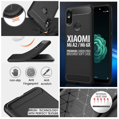 ^ Xiaomi Mi A2 / Mi 6X - PREMIUM Carbon Fiber Brushed Soft Case
